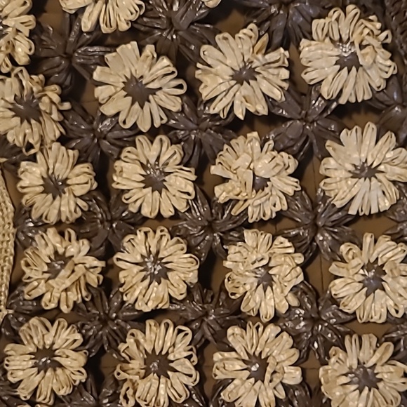 Handcrafted hand woven rafia summer purse /bag brown/cream good size zip closure - Picture 5 of 7